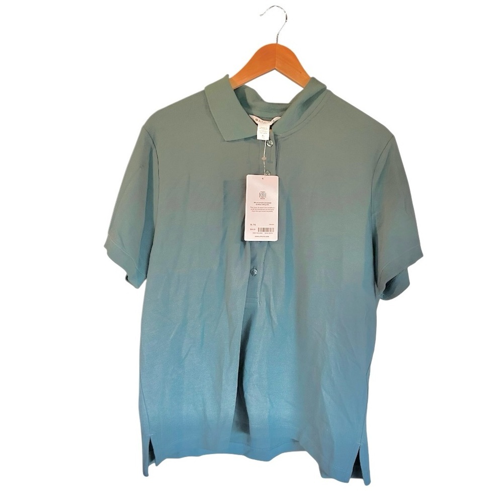 Athleta Light Teal Button-Down Short Sleeve Shirt